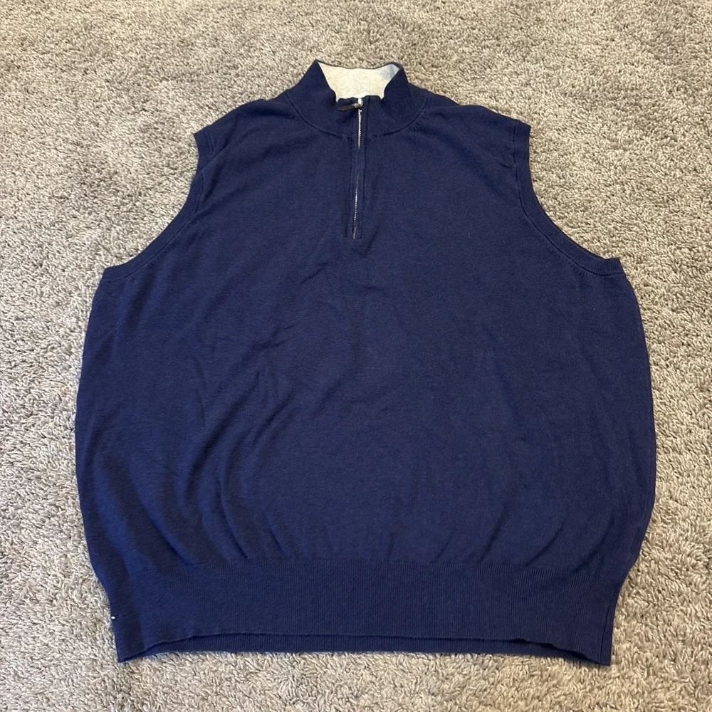 Peter Millar Mens 1/4 Zip Pullover Golf Preppy Sweater Vest Blue Sz XL MS20S03